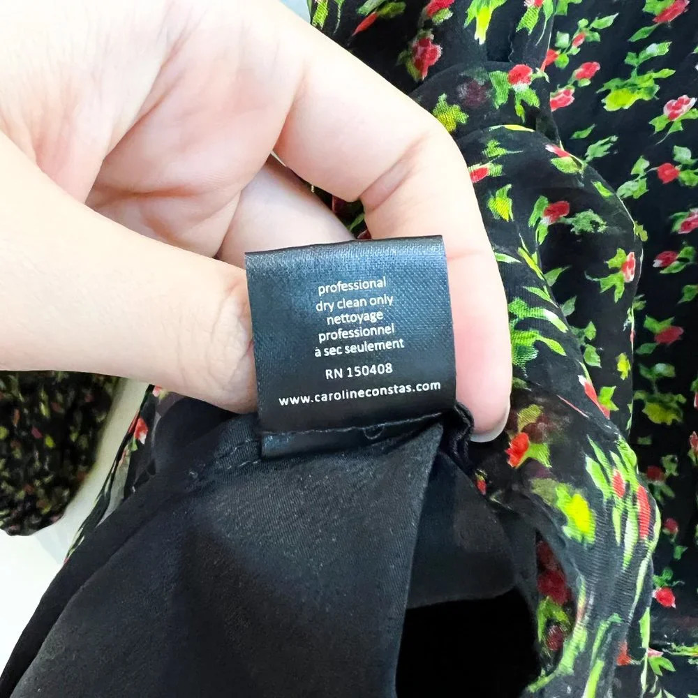 Caroline Constas 100% Silk Vivian Winter Floral V Neck Designer Maxi Dress XS - Picture 9 of 10